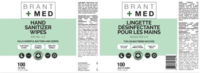 100 Wipes Label (Brantmed Hand Sanitizer Wipe Fda)
